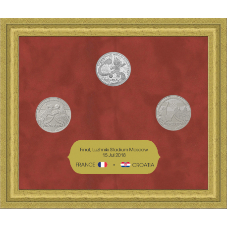 Souvenir set from commemorative medals of 2018 FIFA Final France 4 : 2 Croatia, Moscow, Luzhniki, July 15