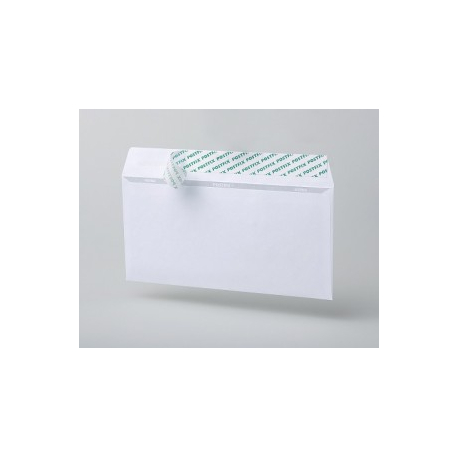 Envelope postal E65 (110x220 mm), white, removable tape