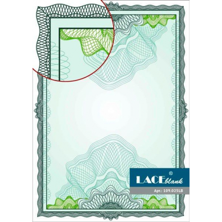 Paper for certificates green with openwork frame, A4, 25 pcs/pack