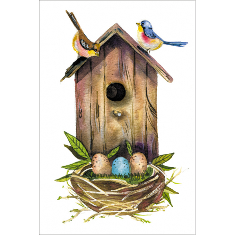 Birdhouse and birds