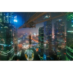 View of the Moscow City "MIBC" from the tower crane