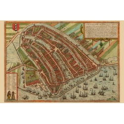 Amsterdam, Map Maker - Georg Braun &  Franz Hogenberg, 1572.