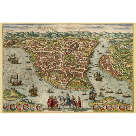 Istanbul, Map Maker - Georg Braun & Franz Hogenberg, 1572.